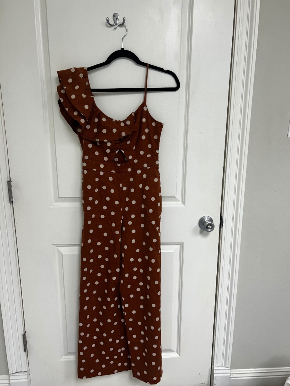 Maeve  brown and white pokadot jumpsuit